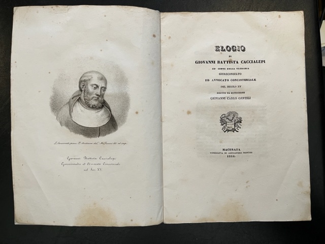 Elogio di Giovanni Battista Caccialupi de' Conti della Truschia, giureconsulto ed avvocato concistoriale